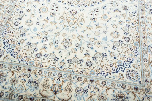 Close-up detail of New Nain rug from Iran / Persia showing Wool weave