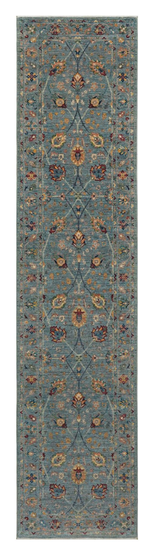 Full view of New Haj-jalili rug from Pakistan, 350 × 80 cm in Blue tones