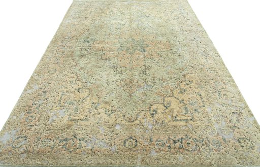 Surface texture of 1950s Vintage rug with natural Wool and intricate pattern