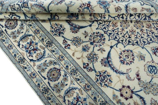Close-up detail of New Nain rug from Iran / Persia showing Wool weave