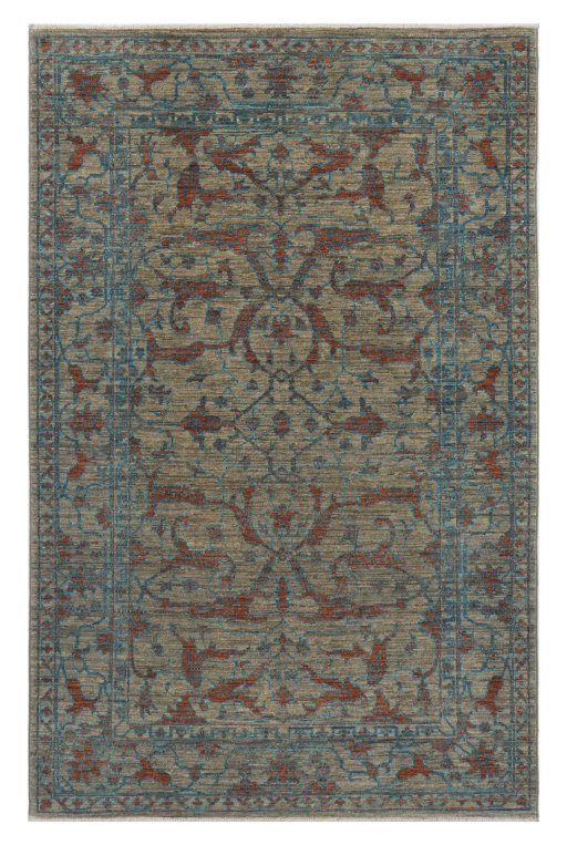Full view of New Farahan rug from Pakistan, 192 × 124 cm in Gray tones