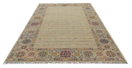 Surface texture of New Samarkand rug with natural Wool and intricate pattern