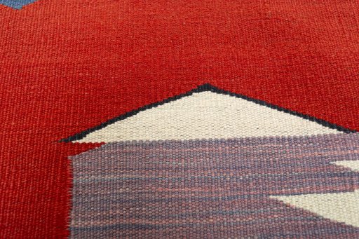 Backside of handmade New Kilim Dastan rug showing knot structure and weave density