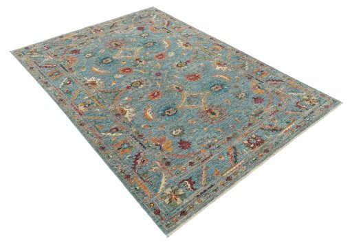 Corner detail of New Farahan rug showing border pattern and Wool pile