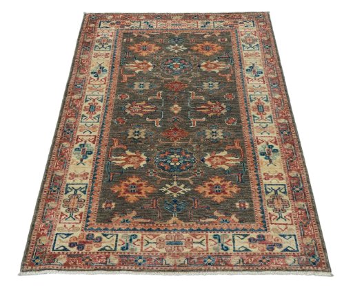 Surface texture of New Kazak rug with natural Wool and intricate pattern