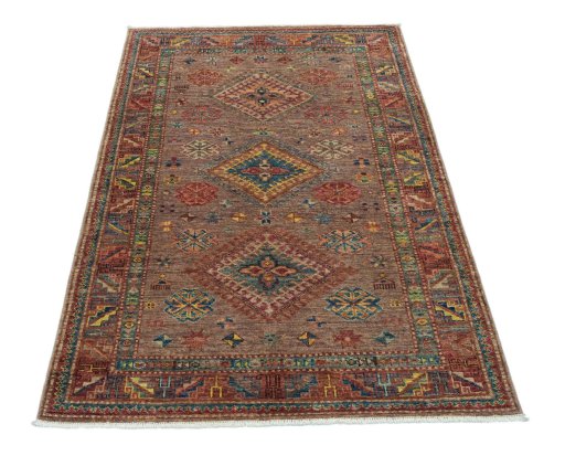 Surface texture of New Kazak rug with natural Wool and intricate pattern
