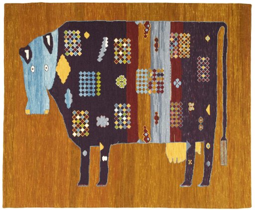 Full view of Unknown Kilim Dastan rug from Turkey, 194 × 161 cm in Cream tones