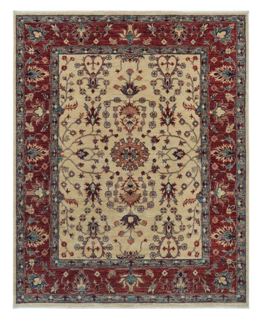 Full view of New Farahan rug from Pakistan, 188 × 149 cm in Beige tones