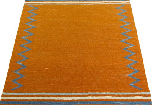 Close-up detail of New Kilim Sofre rug from Turkey showing Wool weave