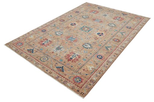 Close-up detail of New Kazak rug from Pakistan showing Wool weave