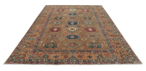 Surface texture of New Kazak rug with natural Wool and intricate pattern