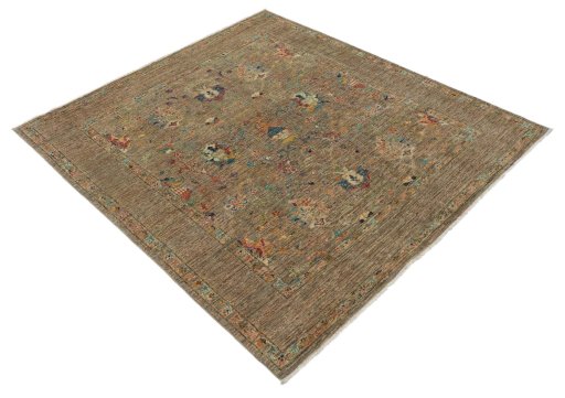 Corner detail of New Farahan rug showing border pattern and Wool pile