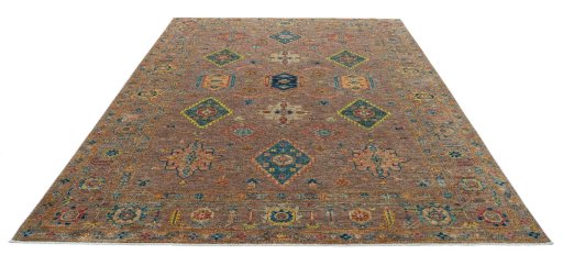 Surface texture of New Kazak rug with natural Wool and intricate pattern