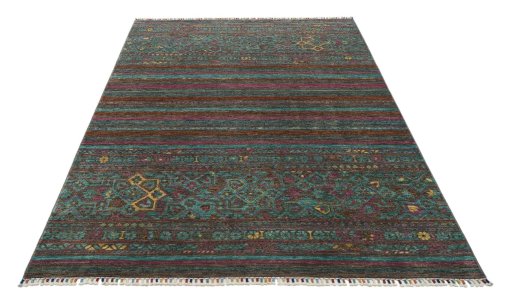 Surface texture of New Samarkand rug with natural Wool and intricate pattern