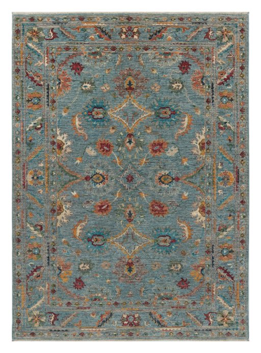 Full view of New Farahan rug from Pakistan, 200 × 143 cm in Blue tones