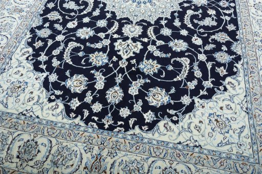 Close-up detail of New Nain rug from Iran / Persia showing Wool weave