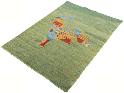 Corner detail of New Kilim Dastan rug showing border pattern and Wool pile