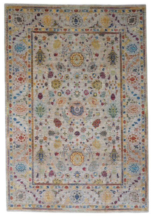Full view of Unknown Haj-jalili rug from Pakistan, 296 × 204 cm in Cream tones