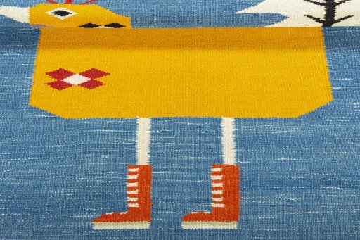 Full view of New Kilim Dastan rug from Turkey, 104 × 95 cm in Multi Color tones