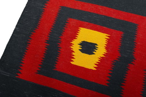 Surface texture of New Kilim Sofre rug with natural Wool and intricate pattern