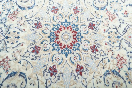 Central medallion detail of 2000s Nain rug from Iran / Persia
