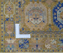 Corner detail of New Samarkand rug showing border pattern and Wool pile