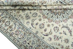 Close-up detail of 2000s Nain rug from Iran / Persia showing Wool weave