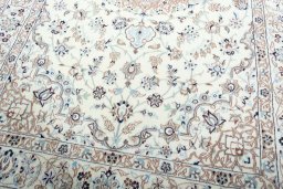 Close-up detail of New Nain rug from Iran / Persia showing Wool weave
