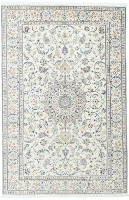 Full view of 2000s Nain rug from Iran / Persia, 309 × 204 cm in Beige tones