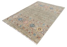 Close-up detail of New Samarkand rug from Pakistan showing Wool weave