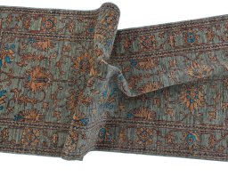 Full view of New Farahan rug from Pakistan, 202 × 76 cm in Gray tones