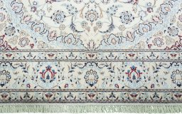 Full view of New Nain rug from Iran / Persia, 288 × 202 cm in Beige tones