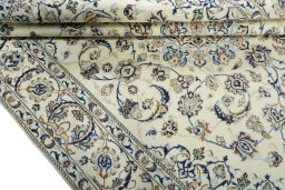 Close-up detail of 2000s Nain rug from Iran / Persia showing Wool weave