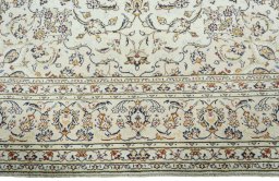 Full view of 2000s Kashan rug from Iran / Persia, 350 × 240 cm in Beige tones