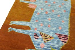 Surface texture of New Kilim Dastan rug with natural Wool and intricate pattern