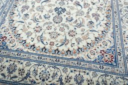 Close-up detail of New Nain rug from Iran / Persia showing Wool weave