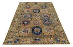 Surface texture of New Samarkand rug with natural Wool and intricate pattern