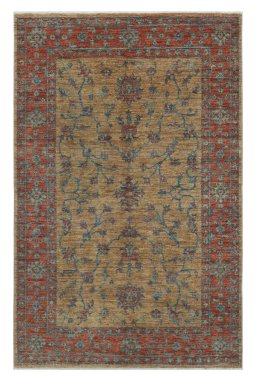 Full view of New Farahan rug from Pakistan, 186 × 122 cm in Beige tones