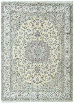 Full view of 2000s Nain rug from Iran / Persia, 335 × 244 cm in Beige tones