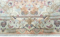 Full view of 2000s Tabriz 50/60/70 Raj rug from Iran / Persia, 295 × 205 cm in Red tones