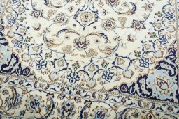 Close-up detail of 2000s Nain rug from Iran / Persia showing Wool weave