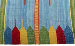 Close-up detail of New Kilim Sofre rug from Turkey showing Wool weave