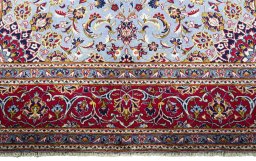 Full view of 2000s Kashan rug from Iran / Persia, 307 × 205 cm in Blue tones