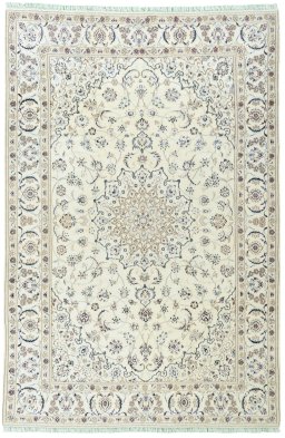 Full view of 2000s Nain rug from Iran / Persia, 300 × 200 cm in Beige tones