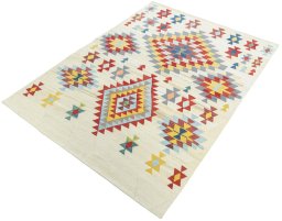 Corner detail of New Modern Design rug showing border pattern and Wool pile