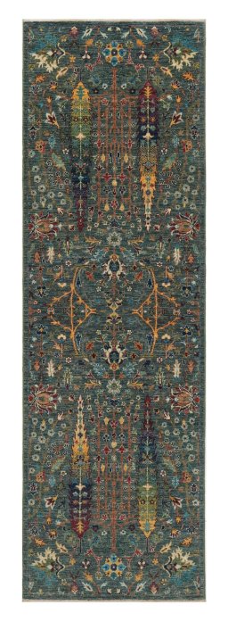 Full view of New Haj-jalili rug from Pakistan, 248 × 80 cm in Green tones