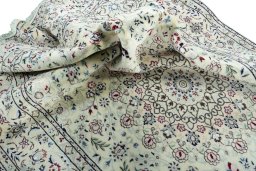 Surface texture of 2000s Nain rug with natural Wool and intricate pattern