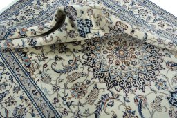 Surface texture of New Nain rug with natural Wool and intricate pattern