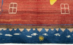 Central medallion detail of 2000s Persian Gabbeh rug from Pakistan