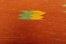 Backside of handmade New Kilim Sofre rug showing knot structure and weave density